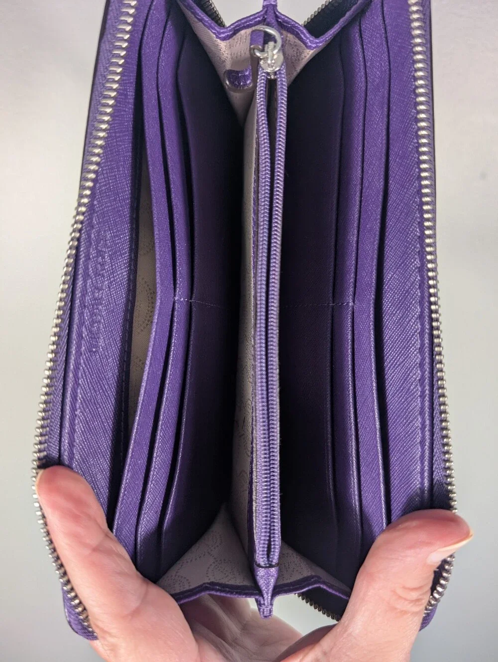 Michael Kors Purple Zip-Around Saffiano Leather Wallet
